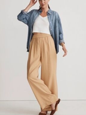 Madewell Carley Wide-Leg Pull-On Pants in Camel/Tan Xs